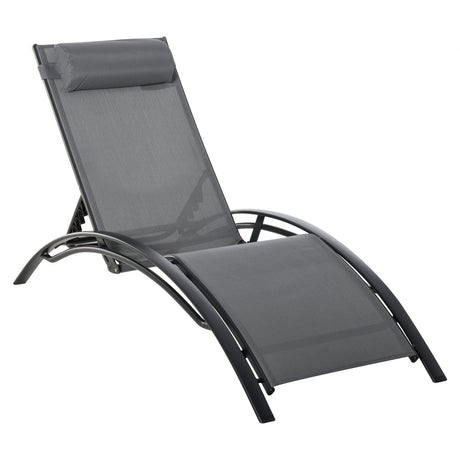 easycomfort easycomfort sdraio da giardino reclinabile su 5 livelli con cuscino rimovibile in alluminio e textilene grigio