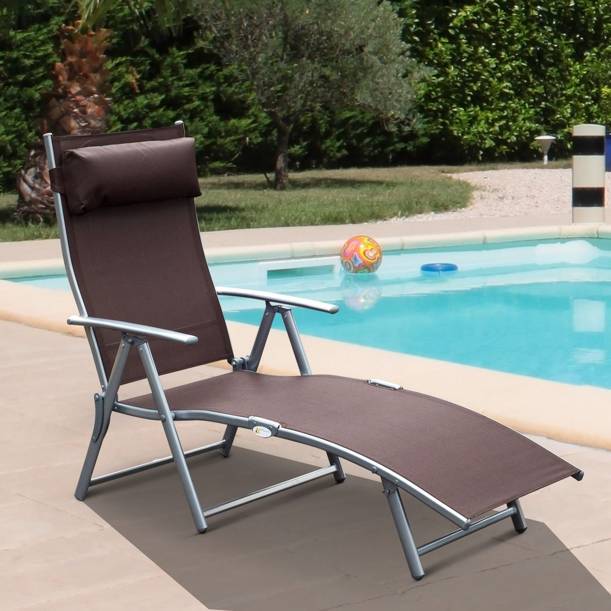 easycomfort easycomfort sdraio prendisole relax reclinabile pieghevole con cuscino giardino marrone