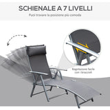 easycomfort easycomfort sdraio prendisole relax reclinabile pieghevole con cuscino giardino grigio