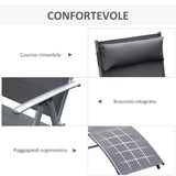 easycomfort easycomfort sdraio prendisole relax reclinabile pieghevole con cuscino giardino grigio