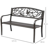easycomfort easycomfort panchina da esterno in ghisa con schienale con decorazioni 127x60cm marrone
