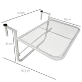 easycomfort easycomfort tavolo da ringhiera con ganci ad altezza regolabile su 3 livelli in metallo 60x56 5x45 cm bianco