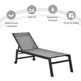 easycomfort lettino sdraio prendisole pieghevole con materassino in textilene grigio