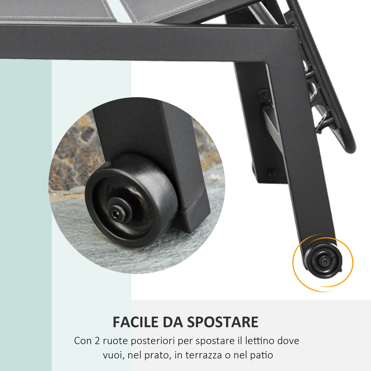 easycomfort lettino sdraio prendisole pieghevole con materassino in textilene grigio