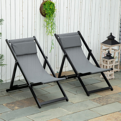 easycomfort easycomfort set 2 sedie poltrona sdraio da esterni pieghevoli e reclinabili in alluminio grigio 96 5 x 58 x 91 5cm