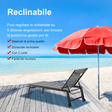 easycomfort easycomfort sdraio da giardino reclinabile su 5 livelli rivestimento imbottito alluminio e textilene grigio