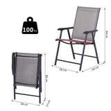 easycomfort easycomfort set 2 sedie pieghevoli da esterni in acciaio e textilene grigio e nero