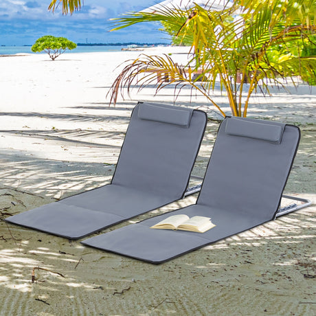 easycomfort easycomfort set 2 materassini da spiaggia pieghevoli con schienale regolabile grigio