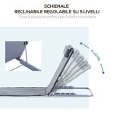 easycomfort easycomfort set 2 materassini da spiaggia pieghevoli con schienale regolabile grigio