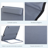easycomfort easycomfort set 2 materassini da spiaggia pieghevoli con schienale regolabile grigio