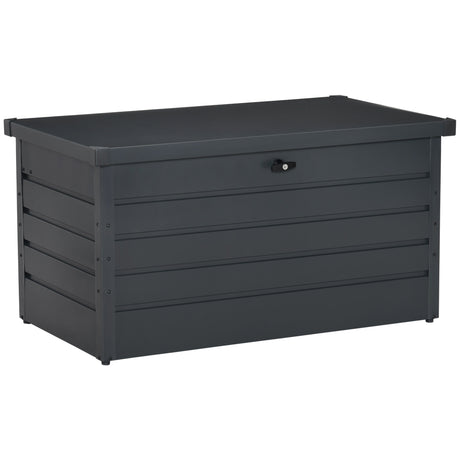 easycomfort easycomfort panca baule contenitore da giardino con chiave cassapanca moderna in acciaio grigio 120x62x62cm