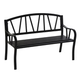 easycomfort easycomfort panchina da giardino in metallo nero impermeabile panca da esterno in ferro 2 posti 128x56x86cm