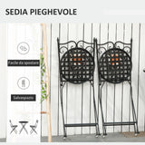 easycomfort mobili da giardino set da 3 pezzi con 2 sedie pieghevoli e 1 tavolino in metallo e ceramica