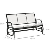easycomfort panchina a dondolo da giardino a 3 posti in metallo e tessuto a rete traspirante 151x75x85cm beige
