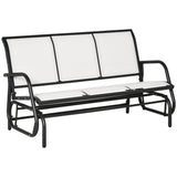 easycomfort panchina a dondolo da giardino a 3 posti in metallo e tessuto a rete traspirante 151x75x85cm beige
