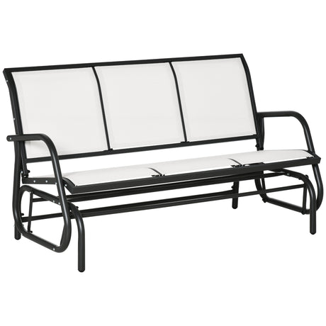 easycomfort panchina a dondolo da giardino a 3 posti in metallo e tessuto a rete traspirante 151x75x85cm beige