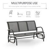 easycomfort panchina a dondolo da giardino a 3 posti in metallo e tessuto a rete traspirante 151x75x85cm grigio 33093