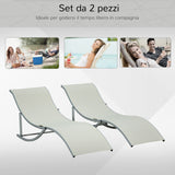 easycomfort easycomfort set 2 sdraio da giardino pieghevoli lettino prendisole in alluminio e textilene beige 61x165x63cm