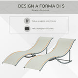 easycomfort easycomfort set 2 sdraio da giardino pieghevoli lettino prendisole in alluminio e textilene beige 61x165x63cm
