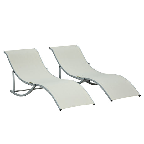 easycomfort easycomfort set 2 sdraio da giardino pieghevoli lettino prendisole in alluminio e textilene beige 61x165x63cm