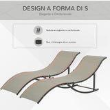 easycomfort set 2 sdraio da giardino pieghevoli lettino prendisole in alluminio e textilene 61x165x63cm 33147
