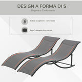 easycomfort set 2 sdraio da giardino pieghevoli lettino prendisole in alluminio e textilene 61x165x63cm