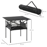 easycomfort easycomfort tavolo da campeggio pieghevole e arrotolabile con borsa da viaggio nera
