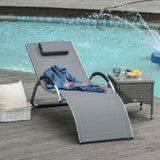 easycomfort easycomfort lettino prendisole in alluminio sedia sdraio da giardino in textilene nero con poggiatesta rimovibile