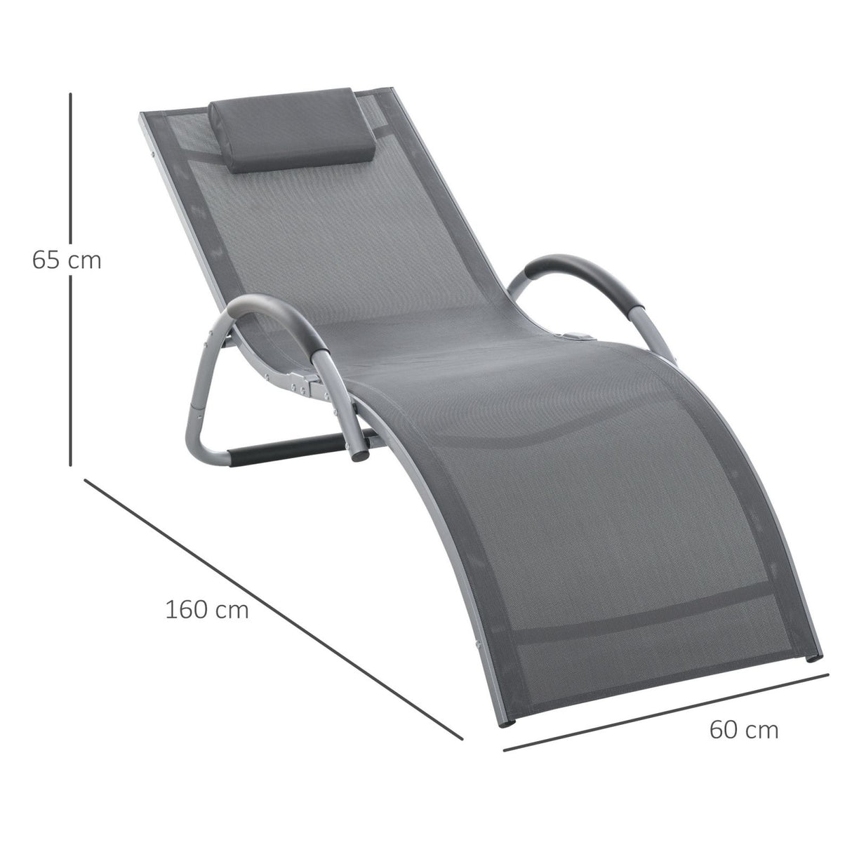 easycomfort easycomfort lettino prendisole in alluminio sedia sdraio da giardino in textilene nero con poggiatesta rimovibile