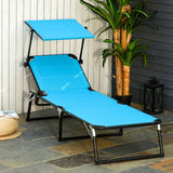easycomfort easycomfort lettino prendisole sdraio da giardino pieghevole con tettuccio e schienale regolabile blu