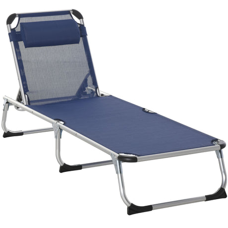 easycomfort easycomfort sdraio da giardino pieghevole con poggiatesta lettino prendisole con schienale regolabile blu scuro