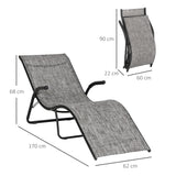 easycomfort easycomfort lettino prendisole pieghevole ergonomico da esterno in metallo e tessuto a rete 170x62x68cm grigio