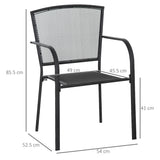 easycomfort set 2 sedie da giardino in metallo per cortile patio e terrazza nero