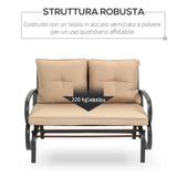 easycomfort easycomfort panchina a dondolo da giardino per 2 persone con cuscini per seduta e schienale 122x70x87cm khaki