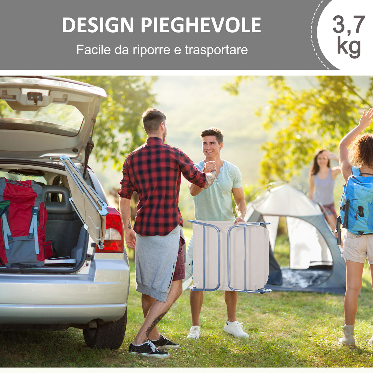 easycomfort set 2 lettini prendisole pieghevoli con schienale reclinabile a 4 livelli metallo e tessuto a rete beige
