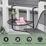 easycomfort tavolo da ringhiera pieghevole e regolabile in metallo 60x60x57 72cm nero