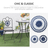 easycomfort set da giardino 3 pezzi con 2 sedie pieghevoli e 1 tavolino rotondo a mosaico