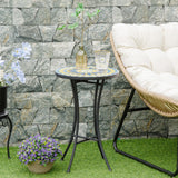 easycomfort easycomfort tavolino da giardino in metallo con piano dappoggio a mosaico 35 5x53 5cm