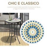 easycomfort easycomfort tavolino da giardino in metallo con piano dappoggio a mosaico 35 5x53 5cm
