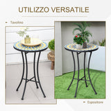 easycomfort easycomfort tavolino da giardino in metallo con piano dappoggio a mosaico 35 5x53 5cm