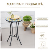 easycomfort easycomfort tavolino da giardino in metallo con piano dappoggio a mosaico 35 5x53 5cm