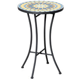 easycomfort easycomfort tavolino da giardino in metallo con piano dappoggio a mosaico 35 5x53 5cm