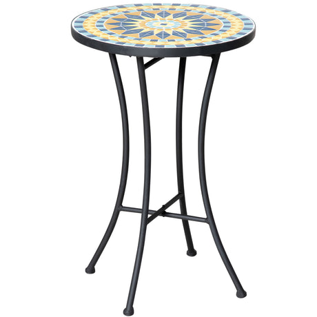 easycomfort easycomfort tavolino da giardino in metallo con piano dappoggio a mosaico 35 5x53 5cm