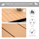 easycomfort tavolo da giardino per 6 persone in alluminio e plastica nero e color legno 33072