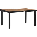 easycomfort tavolo da giardino per 6 persone in alluminio e plastica nero e color legno 33072