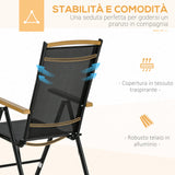 easycomfort easycomfort set 7pz tavolo con sedie da giardino pieghevoli e regolabili in texteline nero