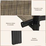 easycomfort easycomfort set 6 pezzi sedie da giardino con braccioli sedie da esterno impilabili in metallo e tessuto traspirante marrone
