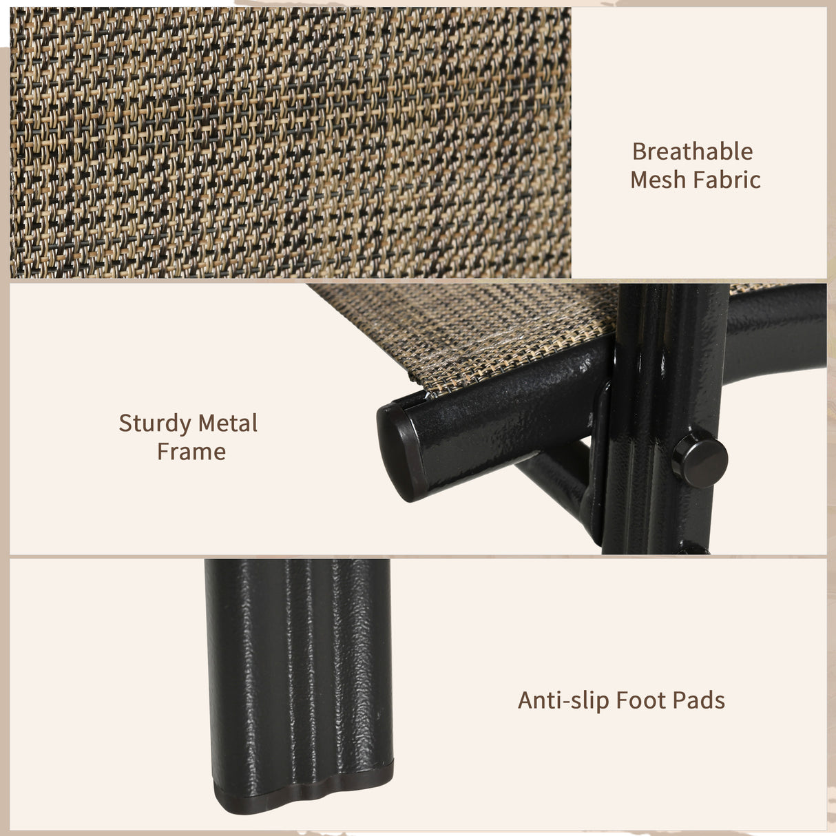 easycomfort set 4 pezzi sedie da giardino con braccioli sedie da esterno impilabili in metallo e tessuto traspirante marrone