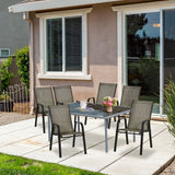 easycomfort set 4 pezzi sedie da giardino con braccioli sedie da esterno impilabili in metallo e tessuto traspirante marrone