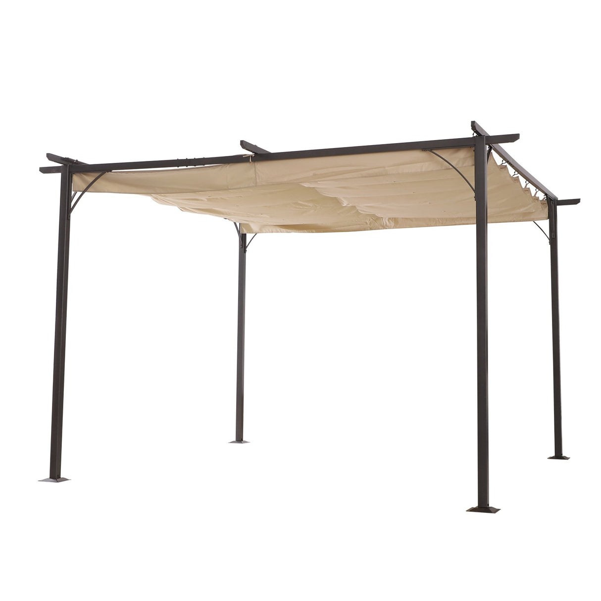 easycomfort easycomfort gazebo pergola da giardino parasole retraibile cornice nera tendale beige 350 x 350 x 230cm